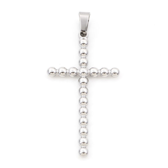 Bild von 304 Edelstahl Charms Kreuz Silberfarbe 5.5cm x 2.5cm, 1 Stück