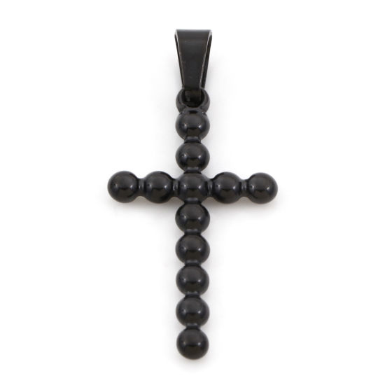 Picture of 304 Stainless Steel Charms Black Cross 4cm x 1.8cm, 1 Piece