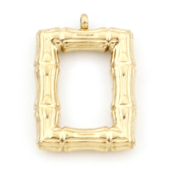 Picture of 304 Stainless Steel Charms 18K Gold Color Rectangle 24mm x 17mm, 1 Piece