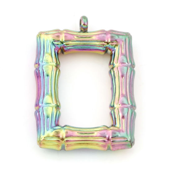Picture of 304 Stainless Steel Charms Rainbow Color Plated Rectangle 24mm x 17mm, 1 Piece