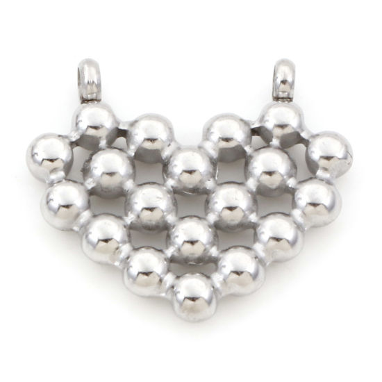 Picture of 304 Stainless Steel Charms Silver Tone Heart 19mm x 17.5mm, 1 Piece