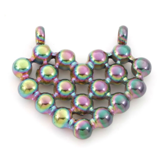 Picture of 304 Stainless Steel Charms Rainbow Color Plated Heart 19mm x 17.5mm, 1 Piece