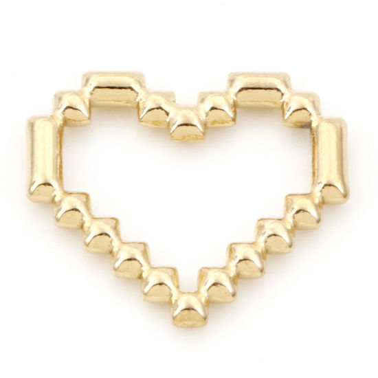 Picture of 2 PCs Vacuum Plating 304 Stainless Steel Connectors Charms Pendants 18K Gold Plated Heart 20mm x 19mm