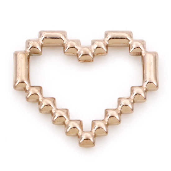 Picture of 304 Stainless Steel Connectors Charms Pendants Rose Gold Heart 20mm x 19mm, 2 PCs