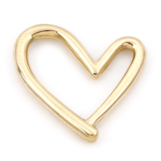 Picture of 2 PCs Vacuum Plating 304 Stainless Steel Connectors Charms Pendants 18K Gold Plated Heart 21mm x 20mm