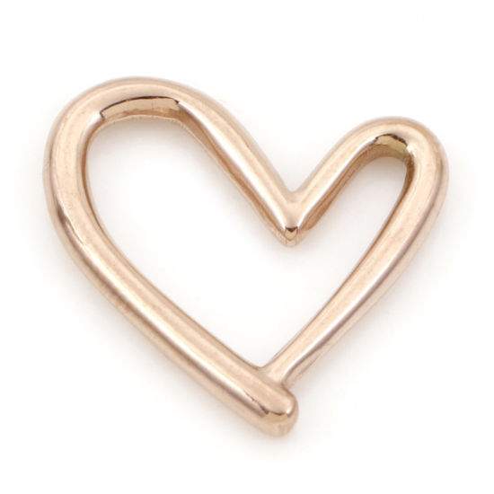 Picture of 2 PCs Vacuum Plating 304 Stainless Steel Connectors Charms Pendants Rose Gold Heart 21mm x 20mm