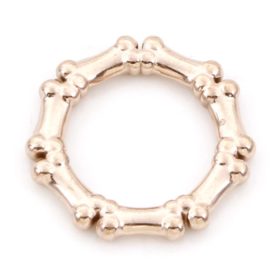 Picture of 304 Stainless Steel Connectors Charms Pendants Rose Gold Circle Ring 21mm Dia., 2 PCs
