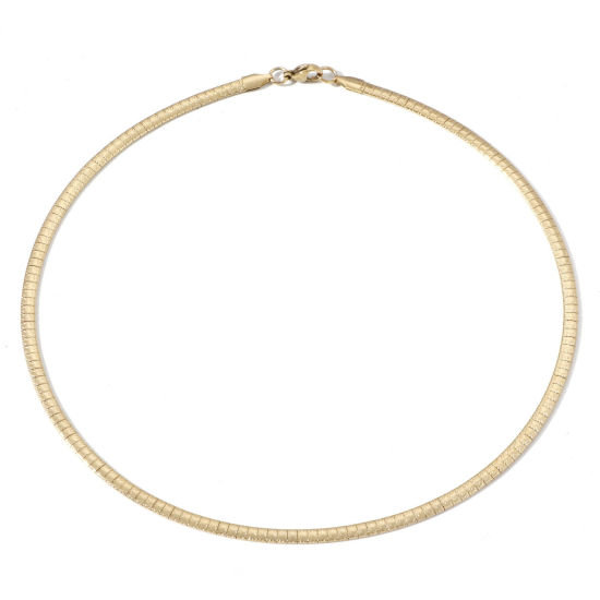 Bild von 1 Strang Vakuumbeschichtung 304 Edelstahl Omegakette Choker Halskette 18K Gold plattiert Pentagramm 45.5cm lang