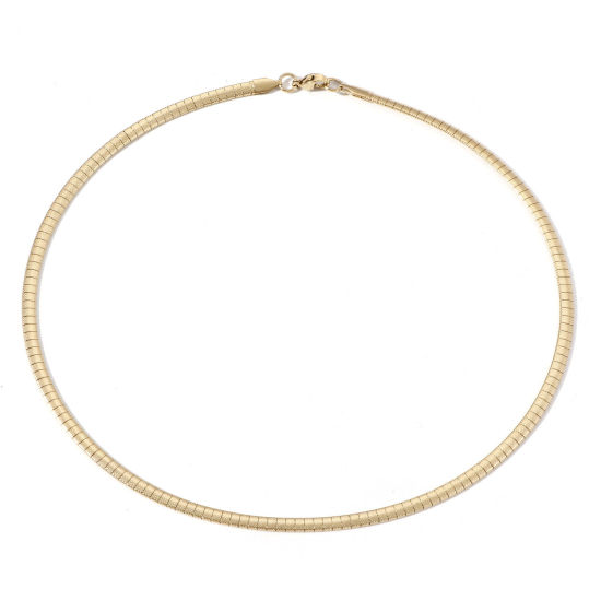 Bild von 1 Strang Vakuumbeschichtung 304 Edelstahl Omegakette Choker Halskette 18K Gold plattiert Fleck 45.5cm lang