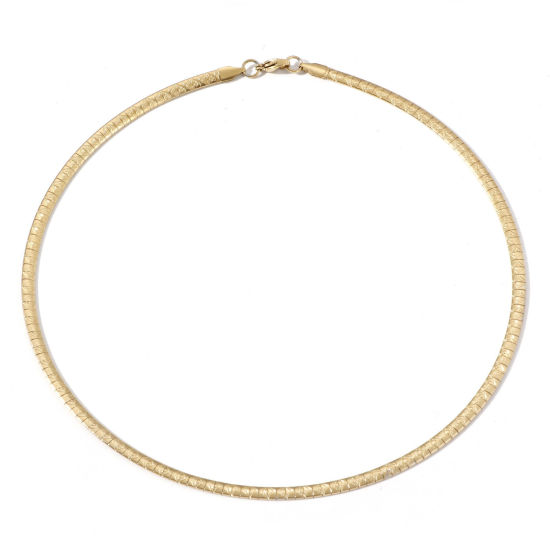Bild von 1 Strang Vakuumbeschichtung 304 Edelstahl Omegakette Choker Halskette 18K Gold plattiert Rhombus 45.5cm lang