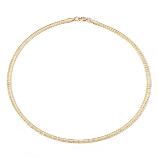 Bild von 1 Strang Vakuumbeschichtung 304 Edelstahl Omegakette Choker Halskette 18K Gold plattiert Welle 45.5cm lang