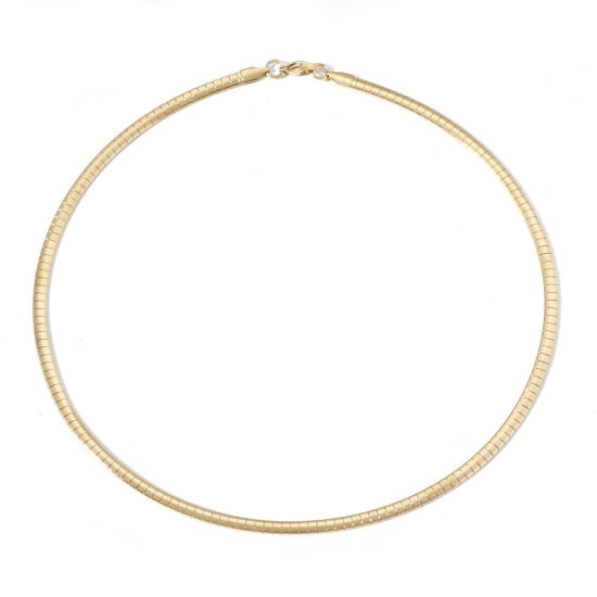 Bild von 1 Strang Vakuumbeschichtung 304 Edelstahl Omegakette Choker Halskette 18K Gold plattiert 45.5cm lang