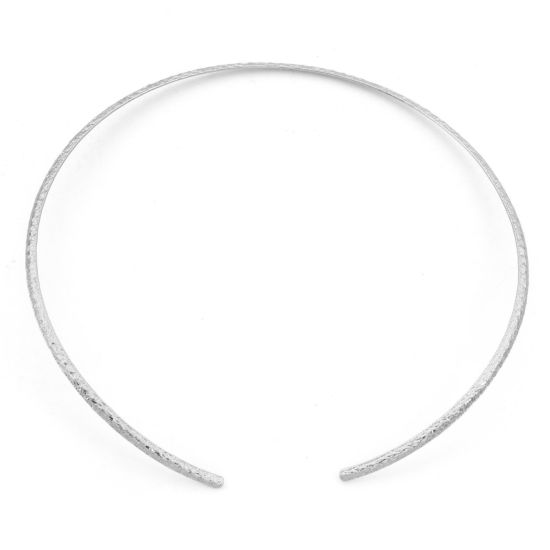 Picture of 304 Stainless Steel Handmade Link Chain Collar Neck Ring Necklace Silver Tone Texture 42cm(16 4/8") long, 1 Piece