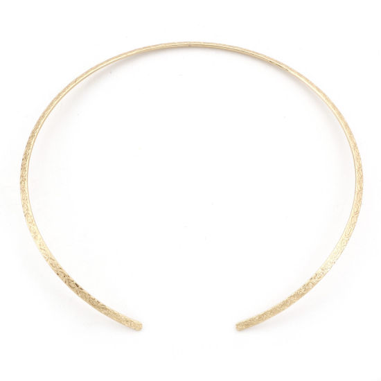 Picture of 1 Piece Eco-friendly PVD Vacuum Plating 304 Stainless Steel Handmade Link Chain Collar Neck Ring Necklace 18K Gold Plated Flower Vine 42cm(16 4/8") long