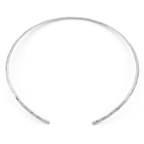 Picture of 304 Stainless Steel Handmade Link Chain Collar Neck Ring Necklace Silver Tone Tree 42cm(16 4/8") long, 1 Piece