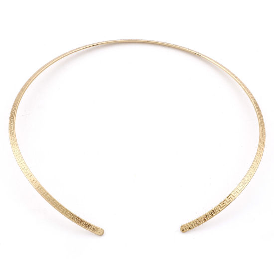 Picture of 1 Piece Eco-friendly PVD Vacuum Plating 304 Stainless Steel Handmade Link Chain Collar Neck Ring Necklace 18K Gold Plated Maze 42cm(16 4/8") long