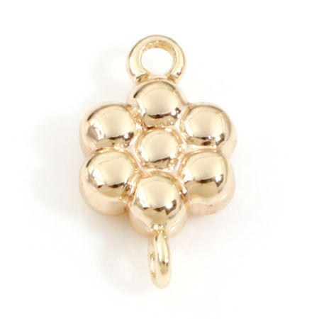 Picture of Brass Connectors Charms Pendants Flower 18K Real Gold Plated 11mm x 6mm, 2 PCs