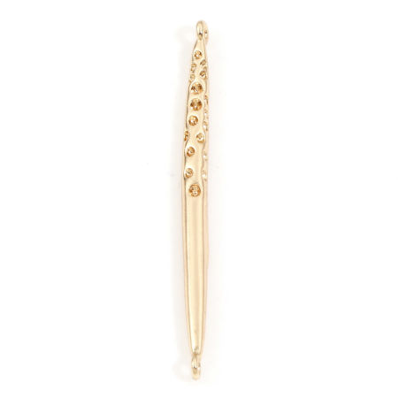 Picture of Brass Connectors Charms Pendants Strip 18K Real Gold Plated 3.7cm x 0.3cm, 2 PCs