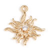Imagen de Latón Galaxia Colgantes Charms Sol 18K Oro Real Chapado Claro Circón Artificial 21.5mm x 19mm, 2 Unidades