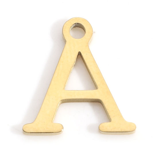Изображение 304 Нержавеющая Сталь Подвески Буква Позолоченный Сообщение“ A ” 12мм x 11мм, 3 ШТ