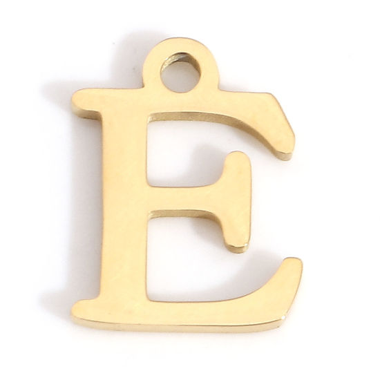 Изображение 304 Нержавеющая Сталь Подвески Буква Позолоченный Сообщение“ E ” 12мм x 9мм, 3 ШТ
