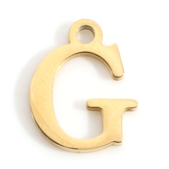 Изображение 304 Нержавеющая Сталь Подвески Буква Позолоченный Сообщение“ G ” 12мм x 9.5мм, 3 ШТ