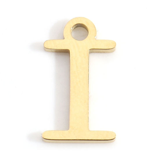 Изображение 304 Нержавеющая Сталь Подвески Буква Позолоченный Сообщение“ I ” 12мм x 7мм, 3 ШТ
