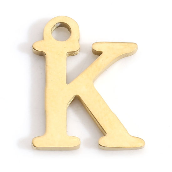 Изображение 304 Нержавеющая Сталь Подвески Буква Позолоченный Сообщение“ K ” 11мм x 9мм, 3 ШТ