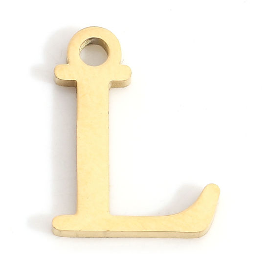 Изображение 304 Нержавеющая Сталь Подвески Буква Позолоченный Сообщение“ L ” 12мм x 9мм, 3 ШТ