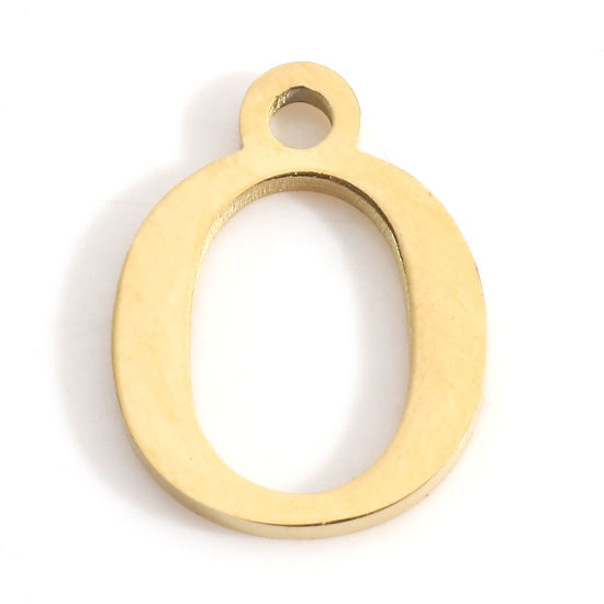 Изображение 304 Нержавеющая Сталь Подвески Буква Позолоченный Сообщение“ O ” 12мм x 9мм, 3 ШТ