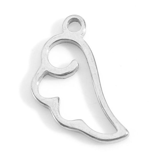 Picture of 201 Stainless Steel Charms Silver Tone Cloud Hollow 13mm x 7mm, 5 PCs