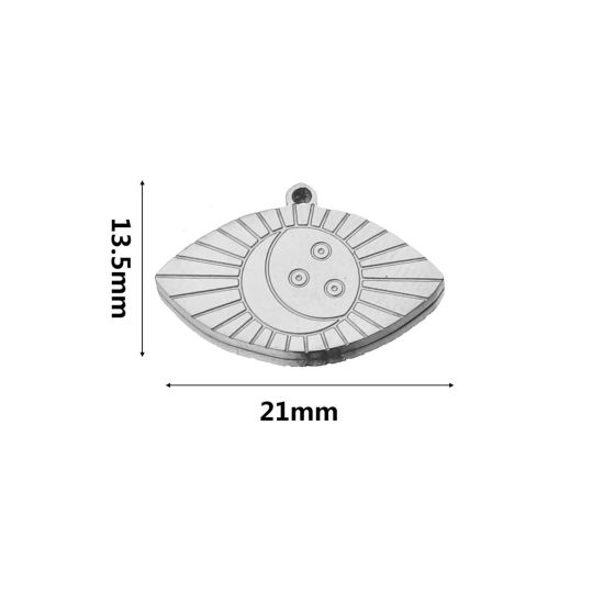 Image de Breloques en 304 Acier Inoxydable Style Bohème Argent Mat Marquise 21mm x 13.5mm, 2 Pcs