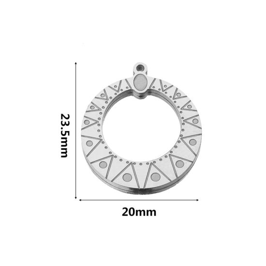 Image de Breloques en 304 Acier Inoxydable Style Bohème Argent Mat Annulaire 23.5mm x 20mm, 2 Pcs