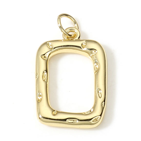 Image de Breloques Série Géométrie en Laiton Rectangle Plaqué Or Véritable 18K Double Face 23mm x 13mm, 1 Pièce