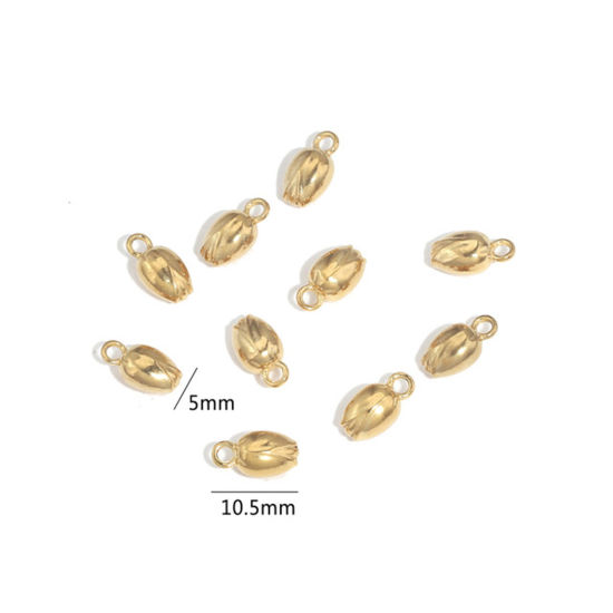 Image de 2 Pcs Breloques en 304 Acier Inoxydable Fleur de Lotus Plaqué Or 18K 10.5mm x 5mm