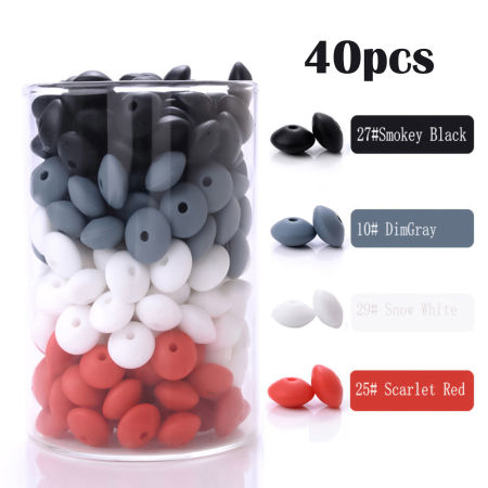 Immagine di 1 Pacchetto (Circa 40 Pz/Scatola) Silicone Perline per la Creazione di Gioielli con Fai-da-te Colore Misto Abaco Circa 12mm Dia, Foro: Circa 2mm