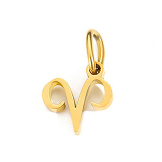 Изображение 2 ШТ Экологичное вакуумное PVD-покрытие 304 Нержавеющая Сталь Подвески 14K позолоченный Созвездие Овен С кругам 6мм-9мм