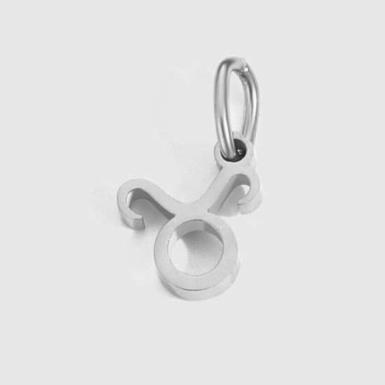 Изображение 2 ШТ Экологичный 304 Нержавеющая Сталь Подвески Серебряный Тон Созвездие Телец С кругам 6мм-9мм