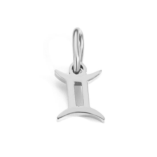 Изображение 2 ШТ Экологичный 304 Нержавеющая Сталь Подвески Серебряный Тон Созвездие Близнецы С кругам 6мм-9мм