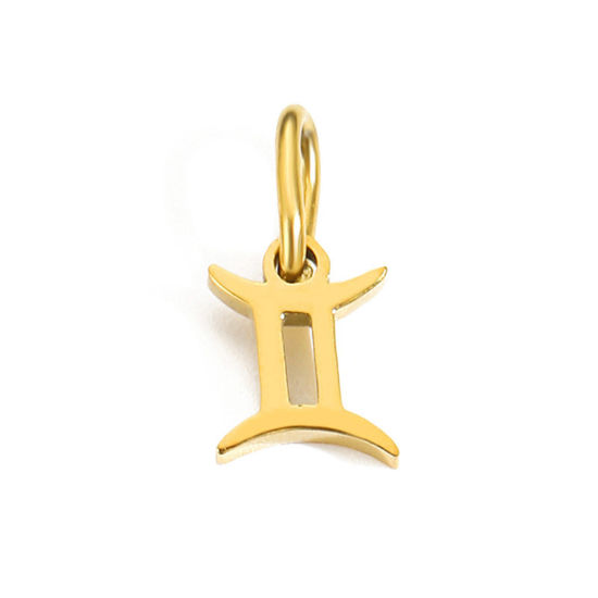 Изображение 2 ШТ Экологичное вакуумное PVD-покрытие 304 Нержавеющая Сталь Подвески 14K позолоченный Созвездие Близнецы С кругам 6мм-9мм