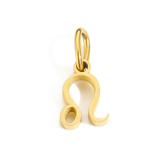 Изображение 2 ШТ Экологичное вакуумное PVD-покрытие 304 Нержавеющая Сталь Подвески 14K позолоченный  Созвездие Льв С кругам 6мм-9мм