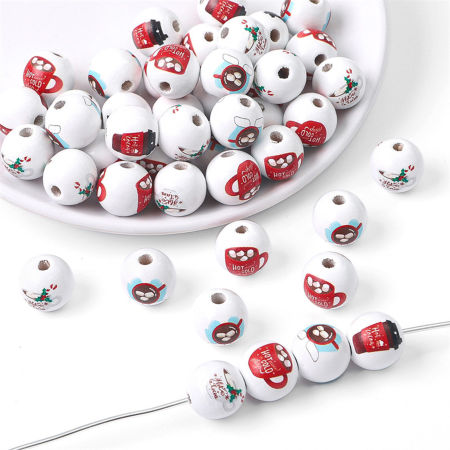 Image de Perles pour DIY Fabrication de Bijoux en Bois Naturel Rond Couleur Mélangée Au Hasard Café 16mm Dia, Trou: env. 3.5mm, 1 Paquet (Env. 10 Pcs)