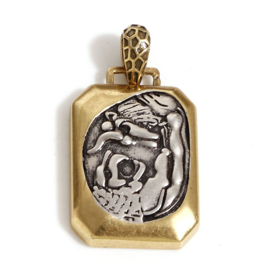 Imagen de 1 Unidad Latón Coin Colgantes Plata Antigua Bronce Antiguo Dos Colores Octágono 3cm x 1.6cm