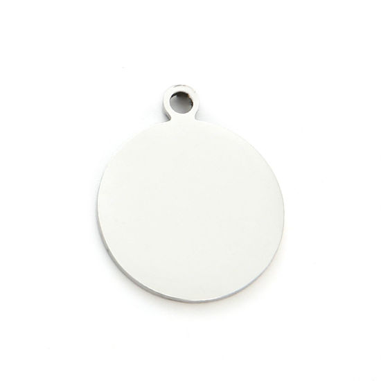 Picture of 201 Stainless Steel Blank Stamping Tags Charms Round Silver Tone Double-sided Polishing 20mm Dia., 2 PCs