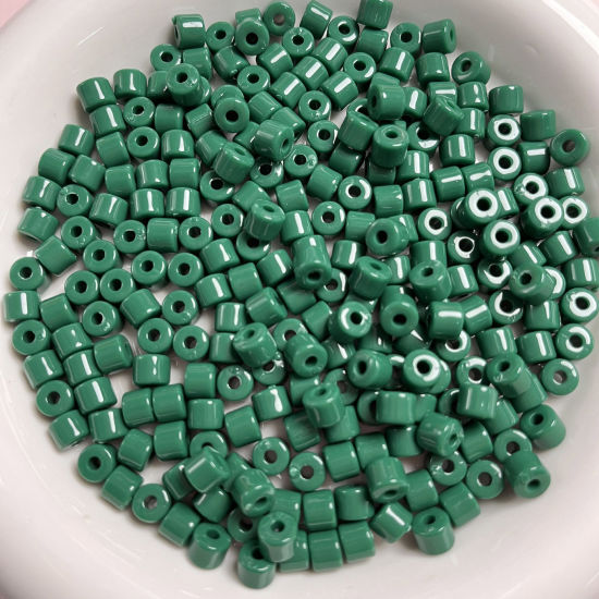 Picture of Acrylic Beads For DIY Jewelry Making Dark Green Opaque Round About 6mm x 5mm, Hole: Approx 2mm, 1 Packet (Approx 50 PCs/Packet)