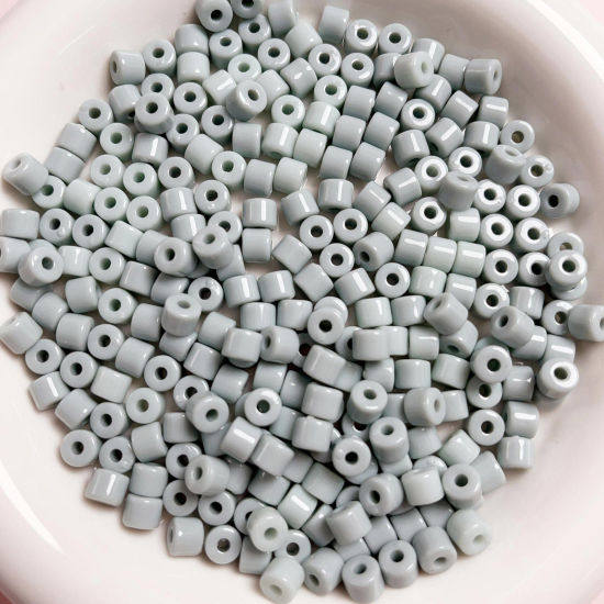 Picture of Acrylic Beads For DIY Jewelry Making Gray Opaque Round About 6mm x 5mm, Hole: Approx 2mm, 1 Packet (Approx 50 PCs/Packet)