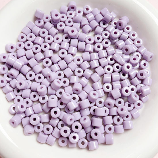 Picture of Acrylic Beads For DIY Jewelry Making Mauve Opaque Round About 6mm x 5mm, Hole: Approx 2mm, 1 Packet (Approx 50 PCs/Packet)