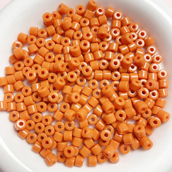 Picture of Acrylic Beads For DIY Jewelry Making Orange Opaque Round About 6mm x 5mm, Hole: Approx 2mm, 1 Packet (Approx 50 PCs/Packet)