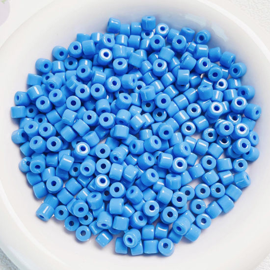 Picture of Acrylic Beads For DIY Jewelry Making Blue Opaque Round About 6mm x 5mm, Hole: Approx 2mm, 1 Packet (Approx 50 PCs/Packet)
