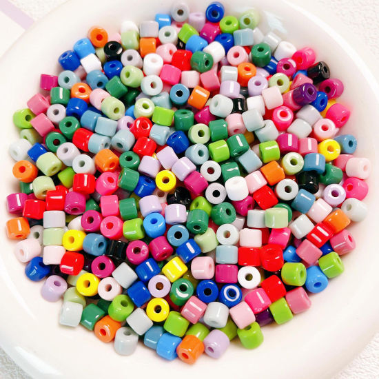 Picture of Acrylic Beads For DIY Jewelry Making At Random Mixed Color Opaque Round About 6mm x 5mm, Hole: Approx 2mm, 1 Packet (Approx 50 PCs/Packet)